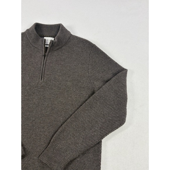 Billy Reid Sweater Merino Wool 1/4 Zip Pullover Mens Large Soft Classic Gray - Picture 4 of 11